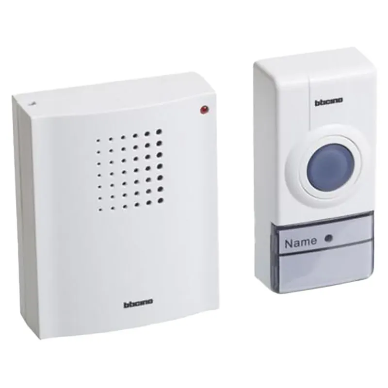 Timbre inalámbrico blanco con pulsador