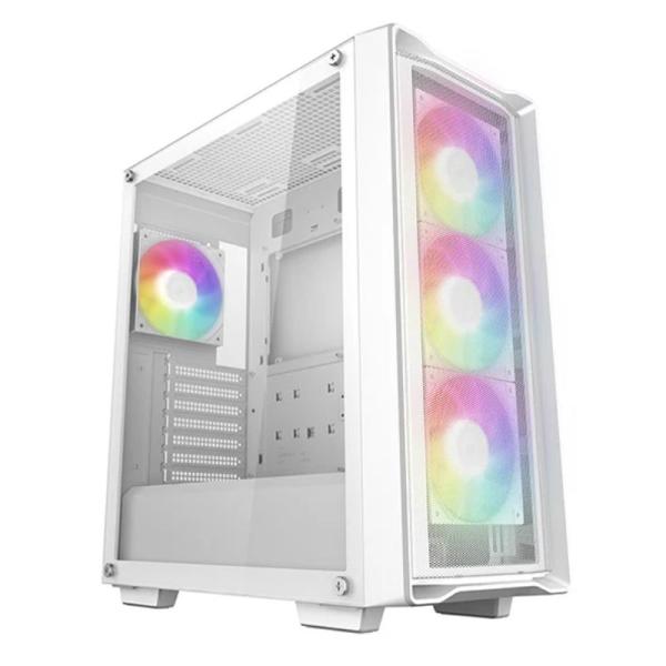 Case Deepcool RGB Mid Tower CC560 Mesh V2 WH Ventiladores 4 de 120MM con Malla Frontal y Panel Lateral – Blanco