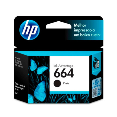 Cartucho de Tinta HP 664 Negra Original F6V29Al