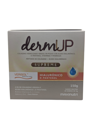 Maxinutri, DermUp Supreme, colágeno+ácido hialuronico, 30 sobres