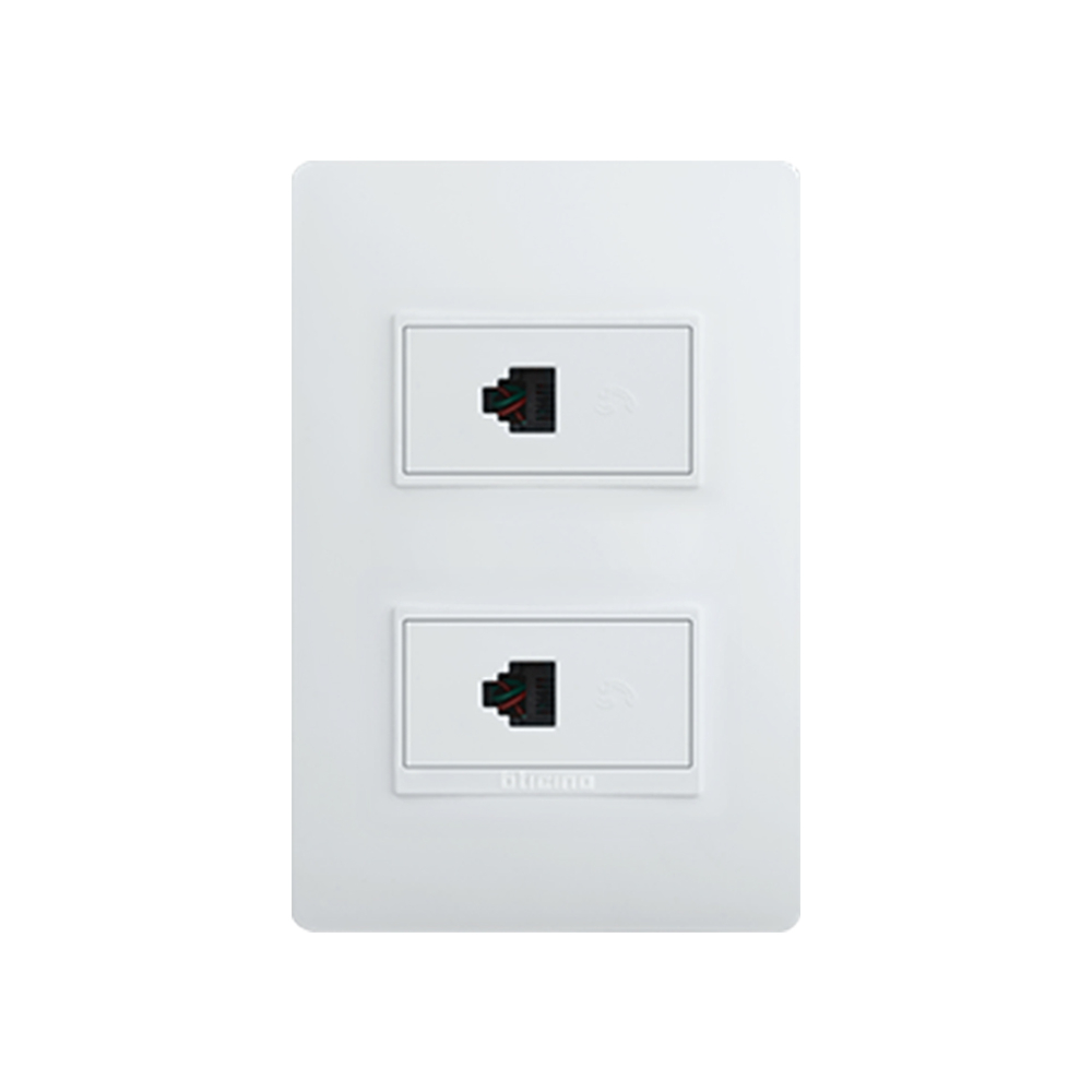 Conector doble rj45 cat 6 blanco