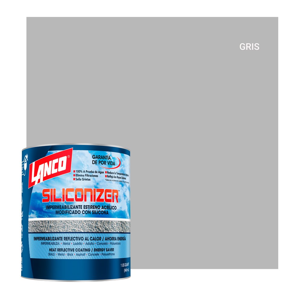 Impermeabilizante para techos gris siliconizer cuarto (0.946 l)