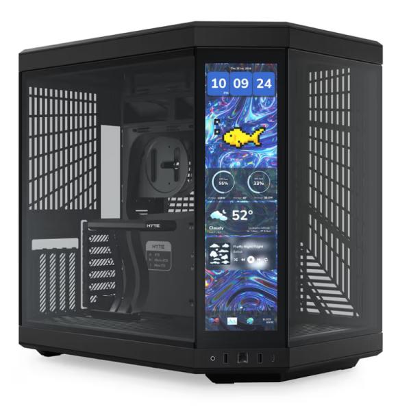 Case Hyte Mid Tower Y70 Touch Infinite sin Ventilación Incluida con Pantalla Táctil 14.9 Pulg GEN 3 – Negro