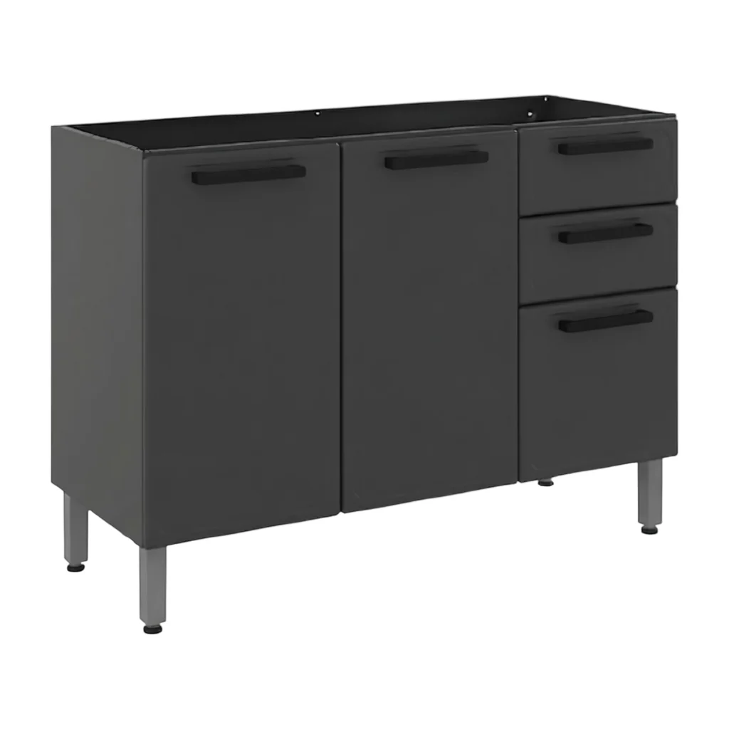 Bertolini Mueble de Cocina Metálico con 3 Puertas y 2 Gavetas Estilo