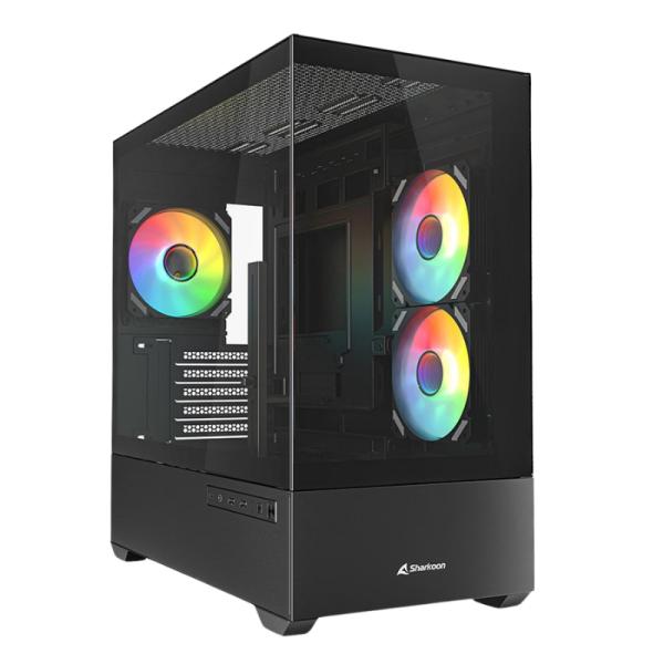 Case RGB Sharkoon MK6 mid tower ventiladores 3 de 120MM con vidrio lateral 4044951041794