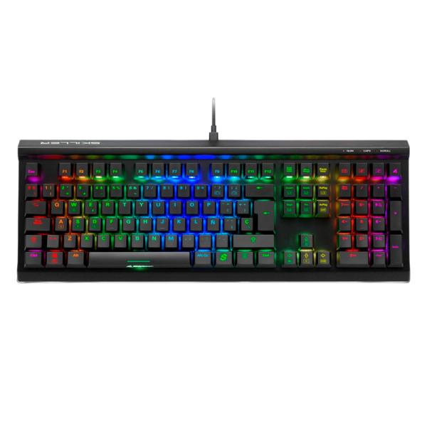 Teclado Sharkoon Gaming RGB Skiller SGK60 Mecánico Inglés Switch Blanco Alámbrico USB – Negro