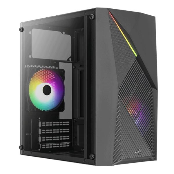 Case Aerocool Gaming RGB Mini Tower Raider Mini-G-BK-V1 Ventilador 1 de 120MM con Vidrio Lateral – Negro