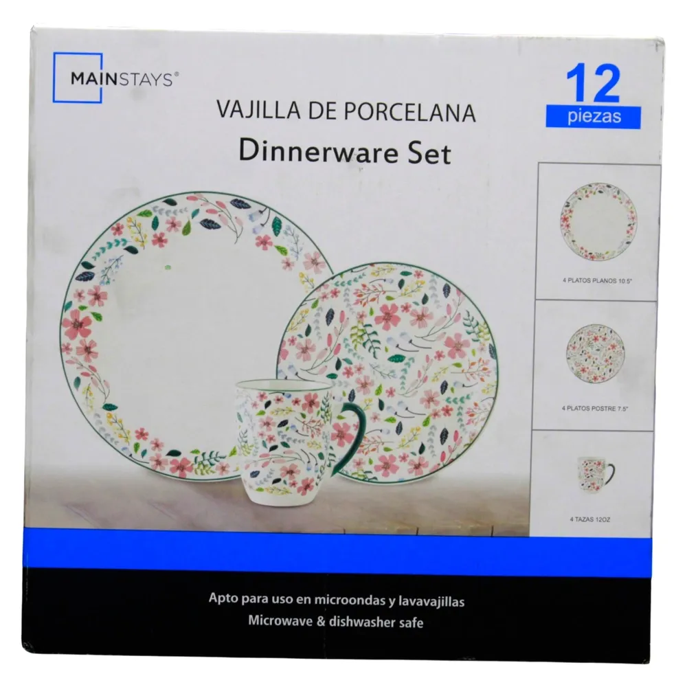 Ms Set De Vajilla De Porcelana 12pz Flor