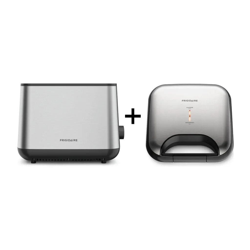 Frigidaire Tostadora de Pan 2 Rebanadas, FTS25 + Sandwichera Maker 750W, FSG20