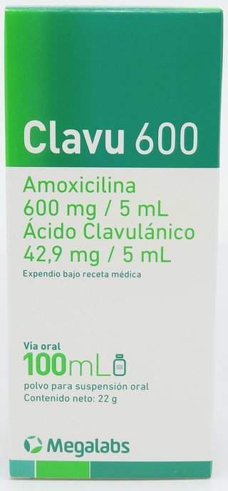 Clavu, 600 mg - 42.9 mg/5 ml, polvo para suspension, 100 ml
