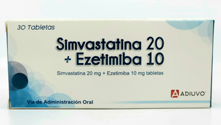 Simvastatina+Ezetimiba Adiuvo, 20/10 mg, 30 tabletas