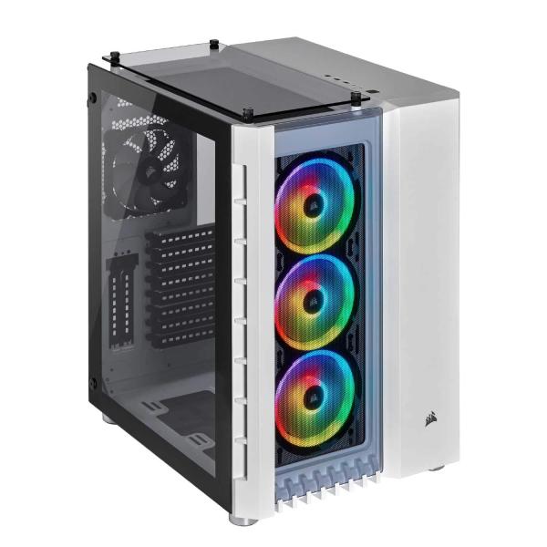 Case Corsair Gaming RGB Mid Tower Crystal Series 680X Ventiladores 4 de 120MM con Vidrio Lateral y Malla Frontal – Blanco