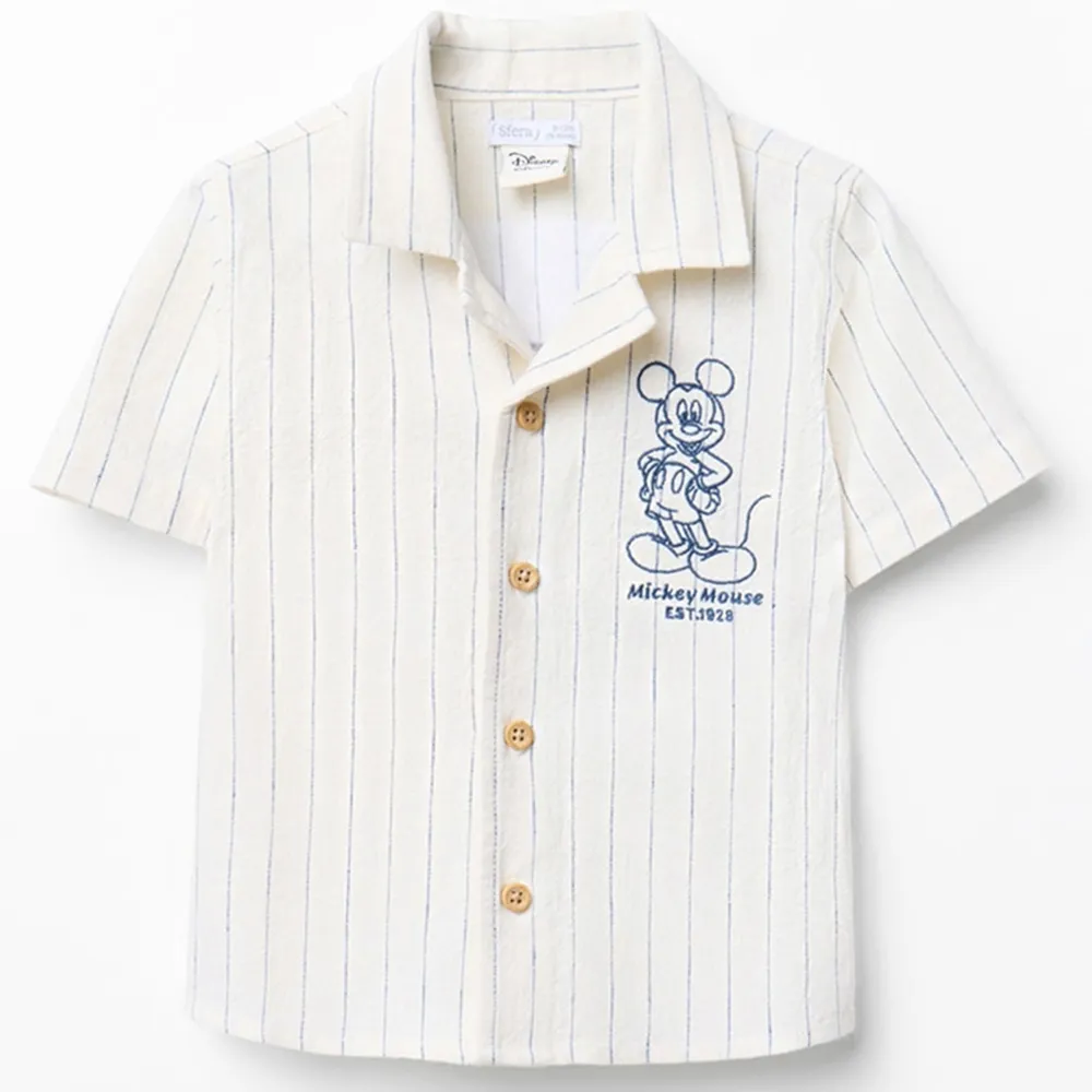 Camisa blanca con bordado de Mickey Mouse para bebé niño