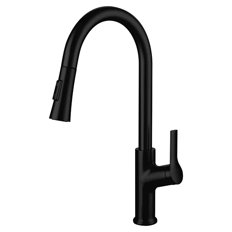Grifo cocina monomando cuello ganso negro mate