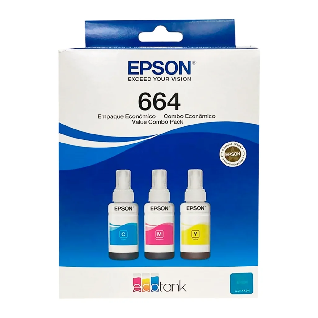 Epson Set Botellas de Tinta T664 70 ml para EcoTank Serie L, T664520-3P