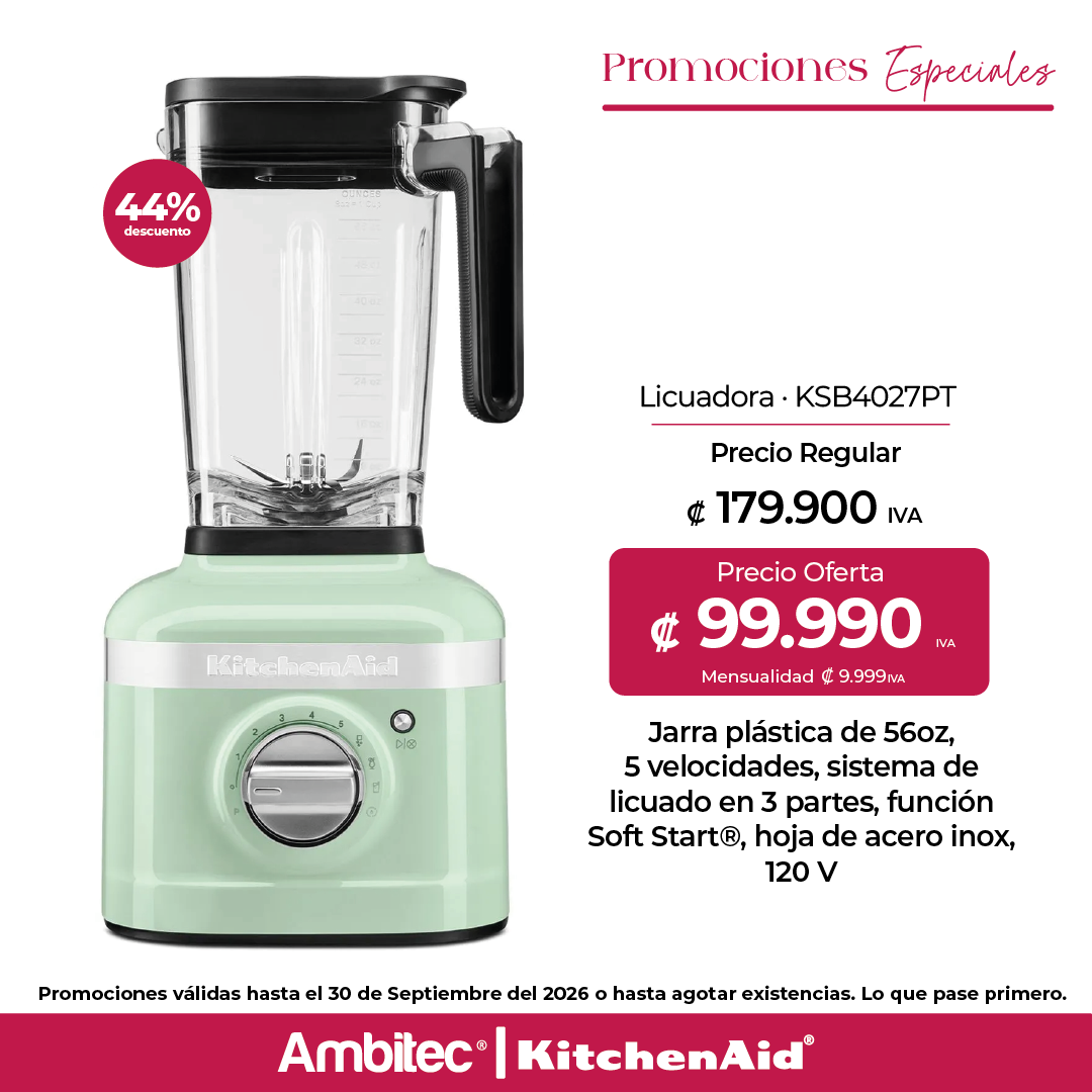 Licuadora K400 KitchenAid KSB4027PT Pistacho, 5 velocidades