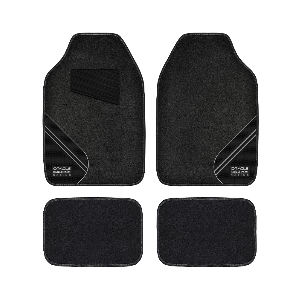 Alfombra para carro de felpa negro-gris-rojo