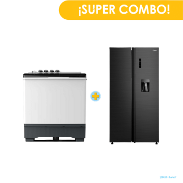 Combo MIDEA Refrigeradora MDRS710FGM28W 20" + Lavadora Semi-Automática MT100W220/W 22Kg