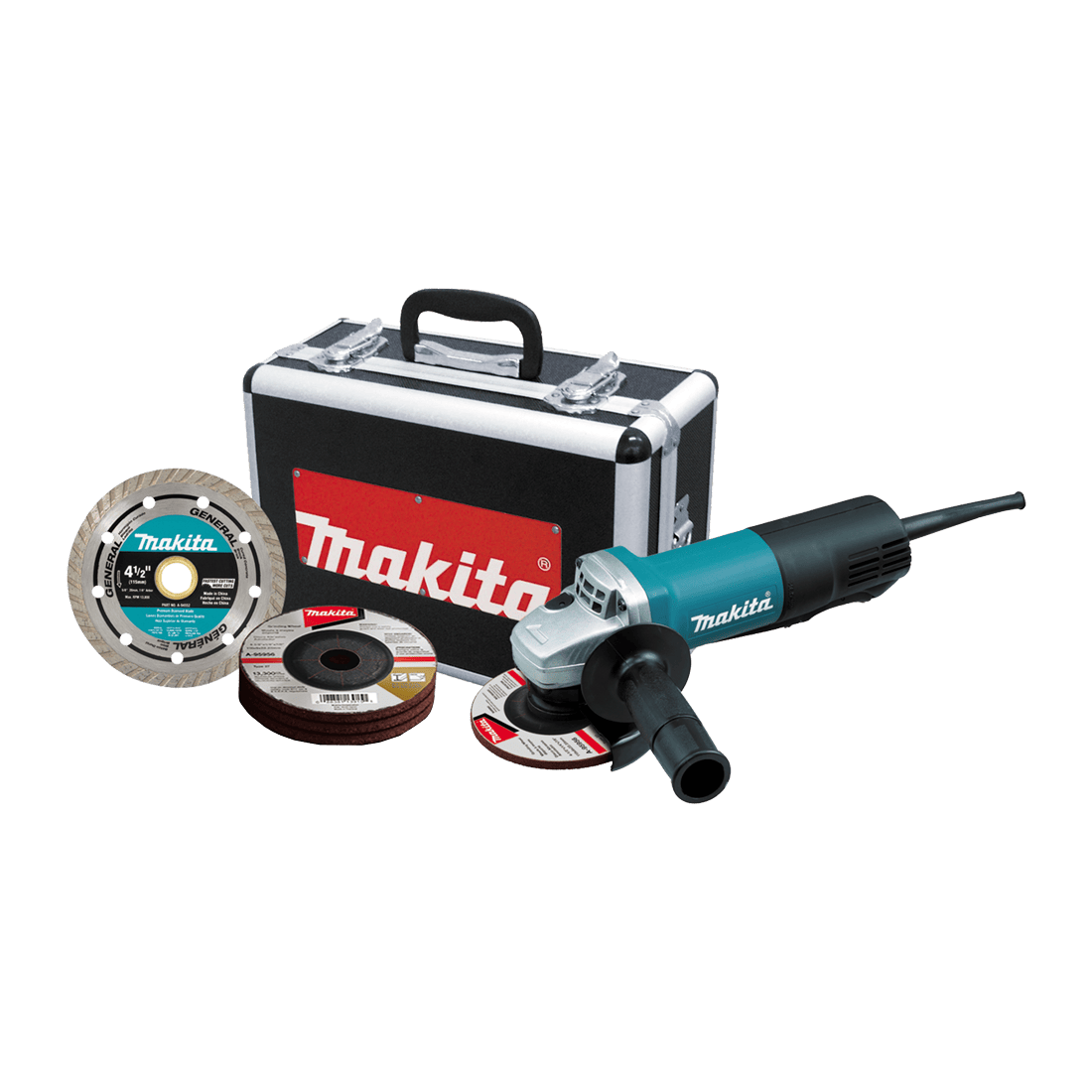 MAKITA 9557HPGX1 ESMERILADORA ANGULAR 4-1/2'' (115MM) 840W 11000RPM CON 5 DISCOS+MALETIN GRATIS