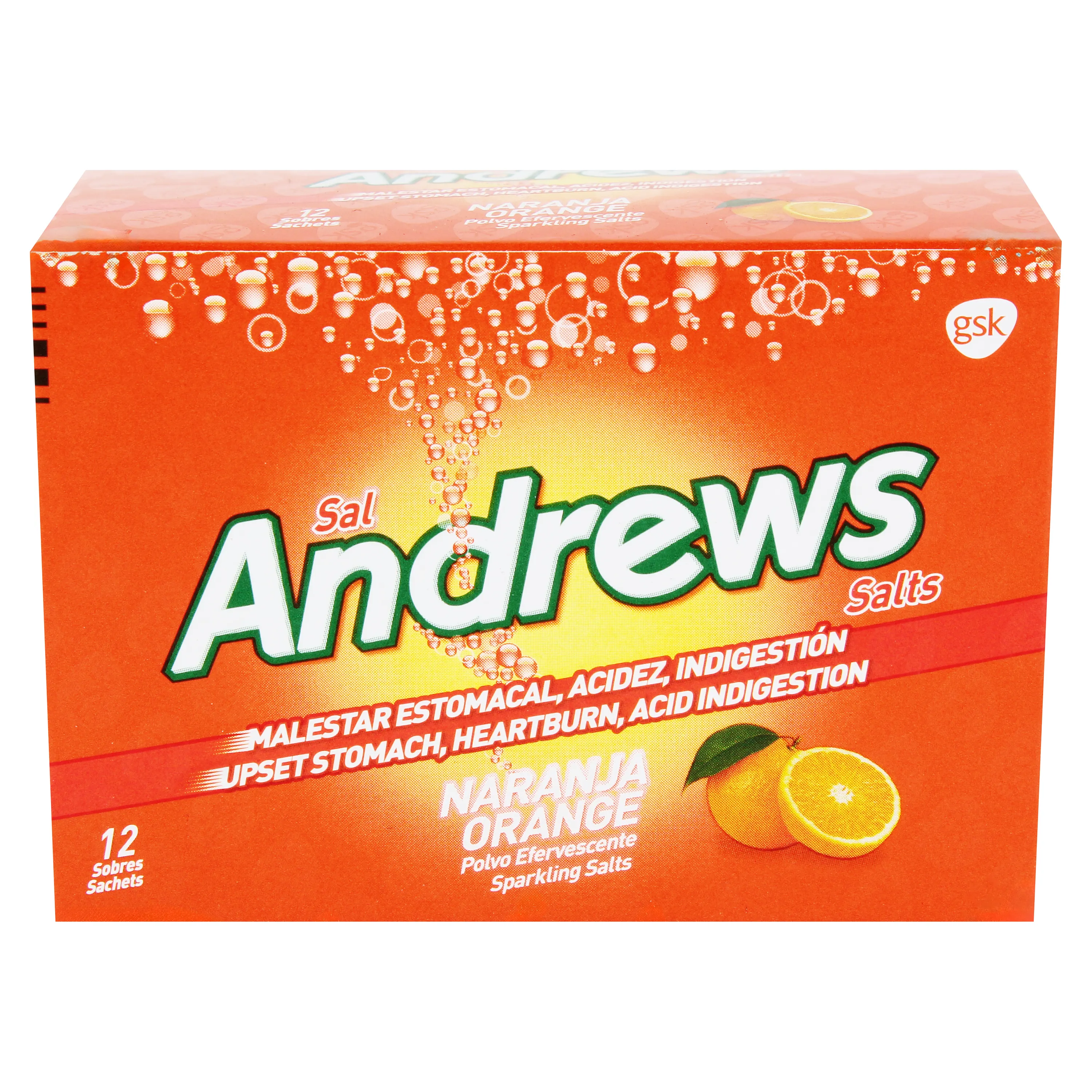 Sal Andrews sabor naranja caja 12 tabletas