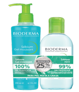 BIODERMA SEBIUM MOUSSANT GEL LIMPIADOR 200 ML + SEBIUM H20 SOLUCION 250 ML