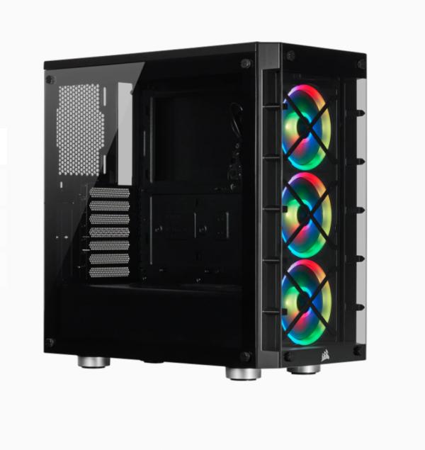 Case Corsair Gaming RGB Mid Tower Icue 465X Ventiladores 3 de 120MM con Vidrio Lateral y Malla Frontal – Negro