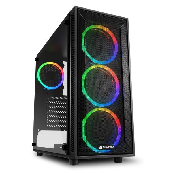 Case Sharkoon Gaming RGB Mid Tower TG4M Ventiladores 4 de 120MM – Negro