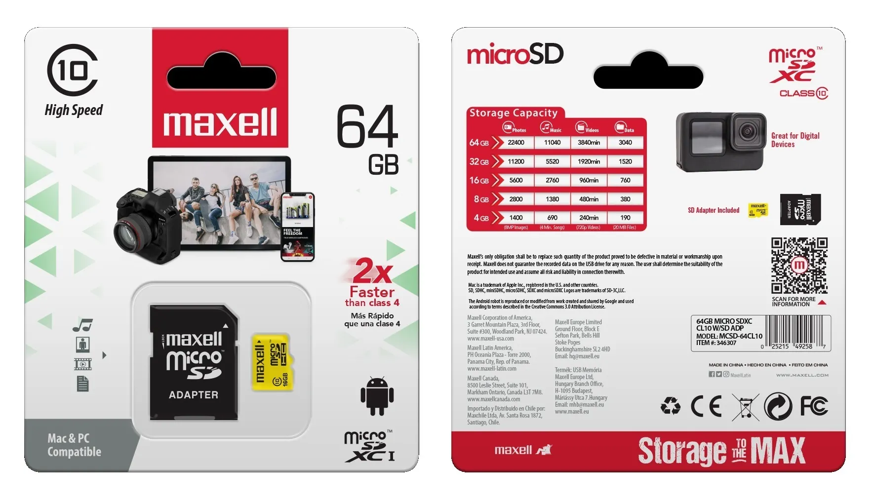 Memoria micro SD 64 GB incluye adaptador SD