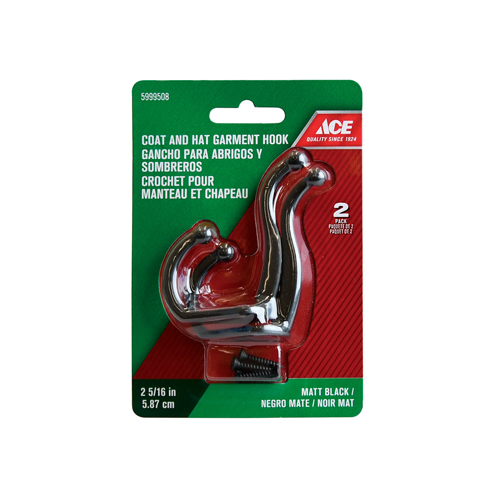 Gancho para prendas con tornillos 5.87cm (2 5-19pulg) negro mate par