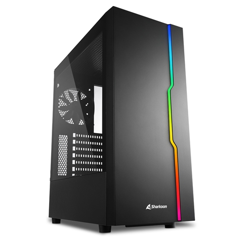 Case Sharkoon Gaming RGB Mid Tower Slider Ventilador 1 de 120MM con Vidrio Lateral y Malla – Negro