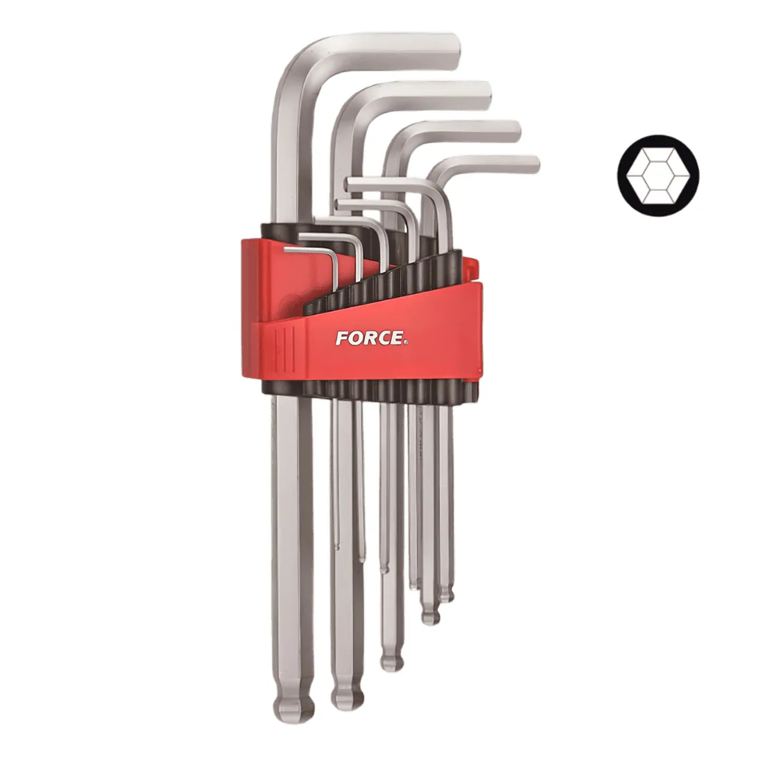 Juego 9 llave allen largos c/bola 1/16"-3/8" FORCE