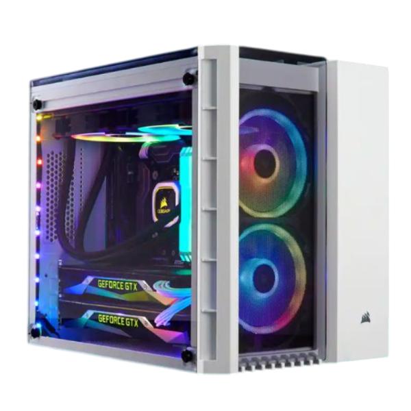 Case Corsair Gaming RGB Mini Tower Crystal Series 280X Ventiladores 2 de 120MM con Vidrio Lateral y Malla Frontal – Blanco