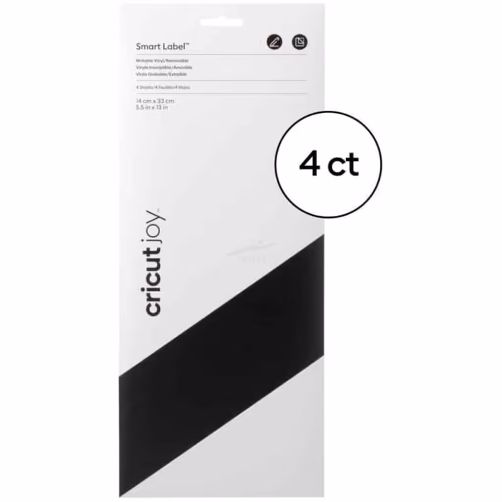 CRICUT VINIL SMART HOJA ETIQUETA GRABABLE – NEGRO – 4 HOJAS – REMOVIBLE