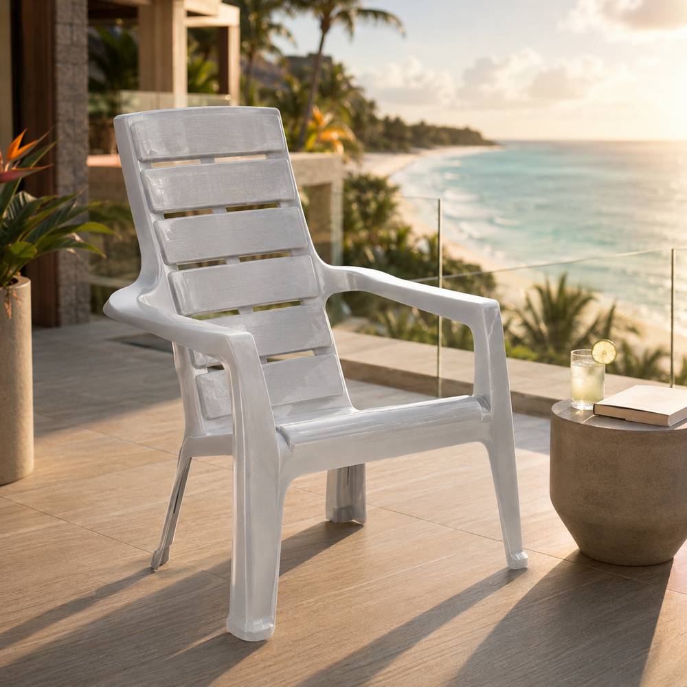 Silla playera de plastico 67.5x81.6x89cm blanco rimax