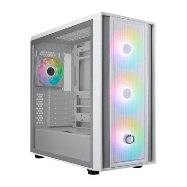 Case Cooler Master Gaming RGB Mid Tower Masterbox 600 3 Ventiladores de 140MM y 1 de 120MM con Vidrio Lateral y Malla Frontal – Blanco
