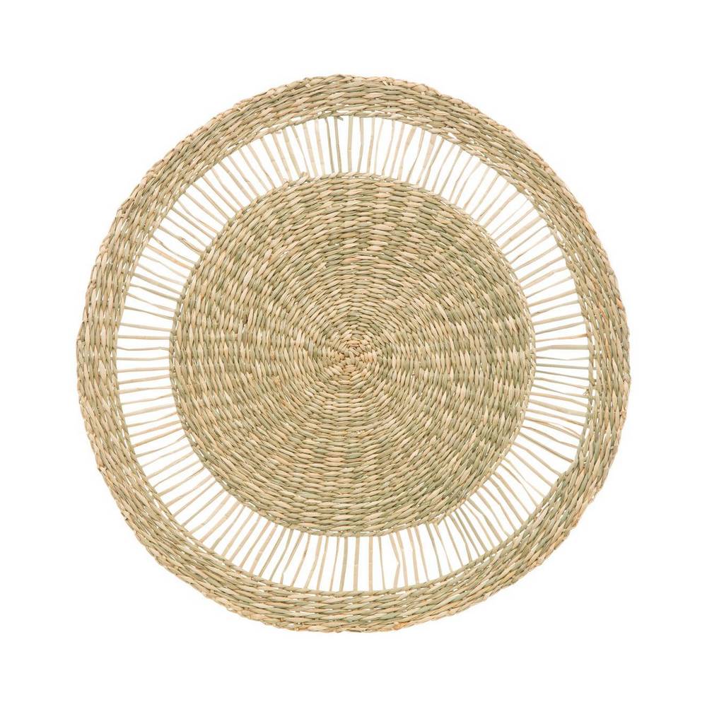 Individual de mimbre redondo 38cm beige-blanco