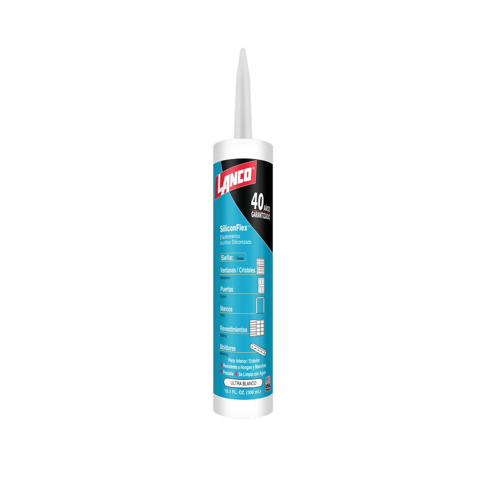 LANCO CC767-18 SELLADOR ACRILICO SILICONIZADO Y ELASTOMERICO ACABADO BLANCO 300 ML SILICONFLEX