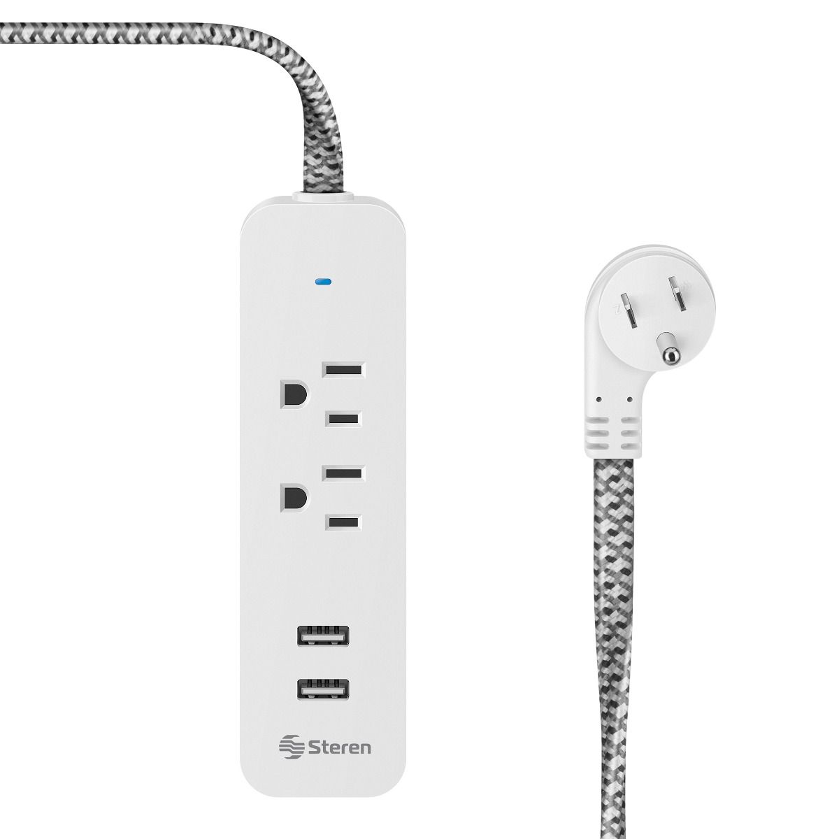 Multitoma de 2 salidas horizontales y doble cargador USB