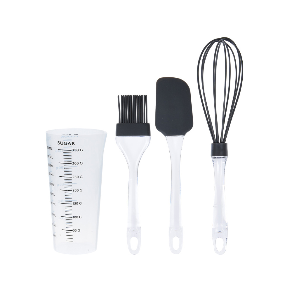 Utensilio para reposteria de silicon negro-transp 4 pzas