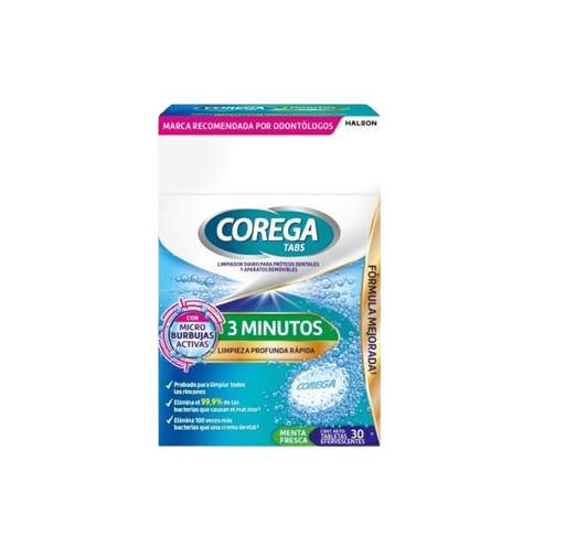 Corega 3 minutos tabletas efervescentes X30 unidades
