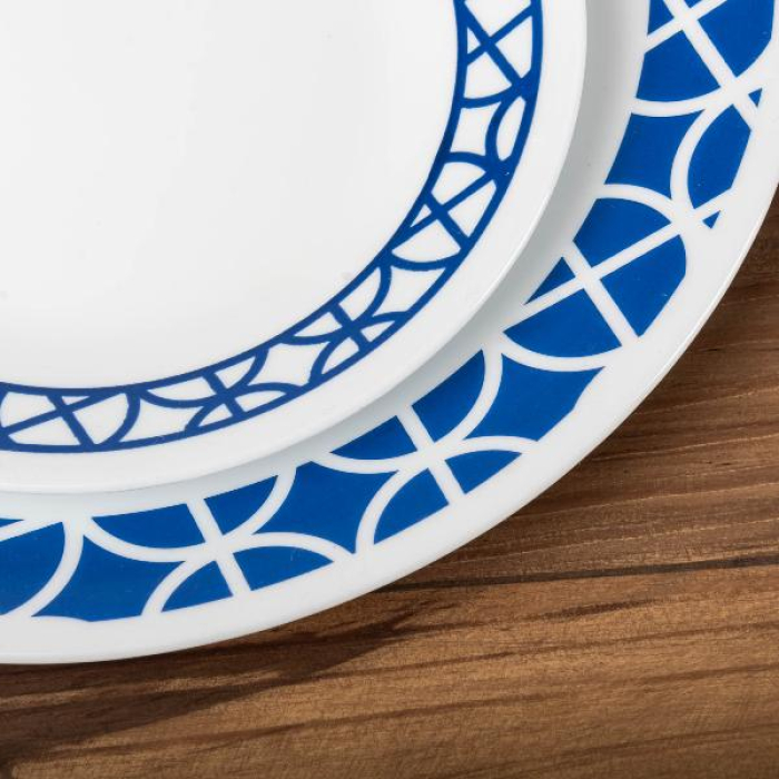 VAJILLA 12 PIEZAS REDONDA CIRCULOS COLBALT CORELLE