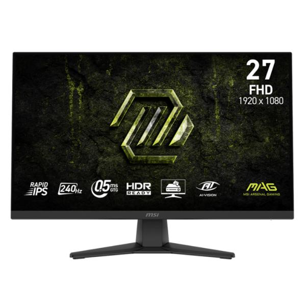 Monitor Gaming MSI mag 272F X24 27 pulg. plano 1920X1080 FHD 240 hz rapid IPS freesync HDMI displayport hdr 9S6-3CE51T-014