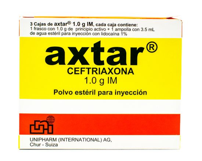 Axtar Ceftriaxona 1.0 g IM tripack