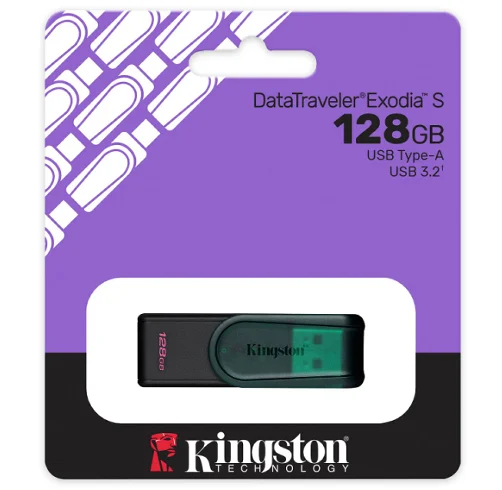 MEMORIA USB KINGSTON 128GB DATATRAVELER EXODIA NEON AQUA BLUE